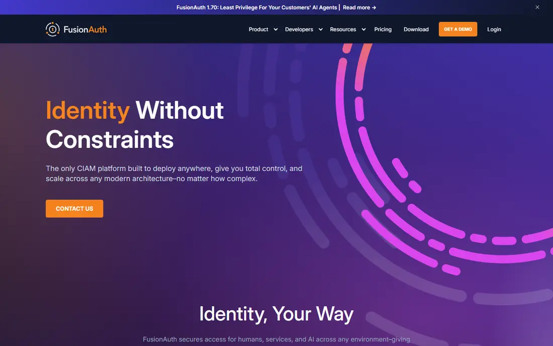 FusionAuth homepage