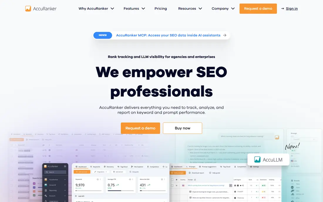 AccuRanker homepage