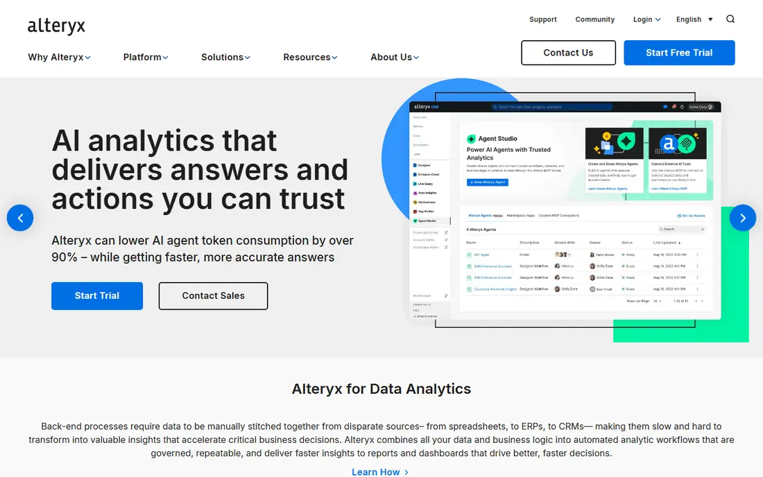 Alteryx homepage