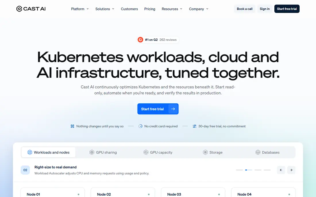 Cast AI homepage