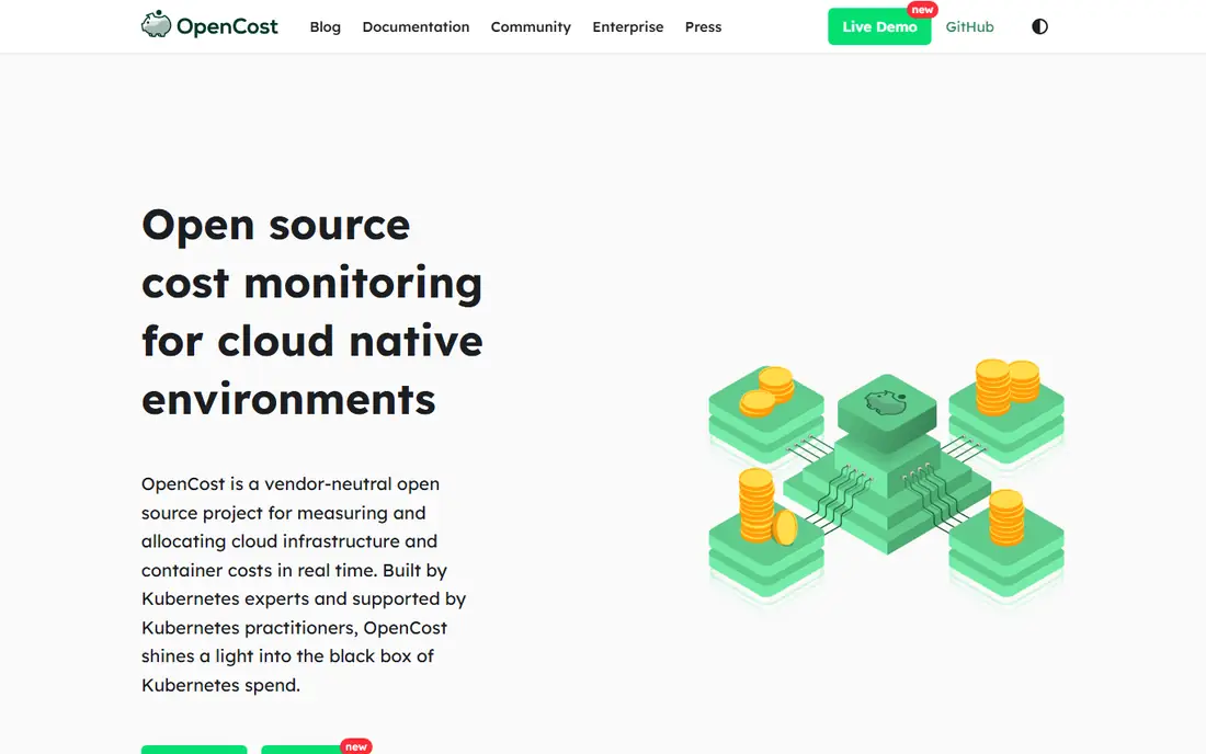 OpenCost homepage