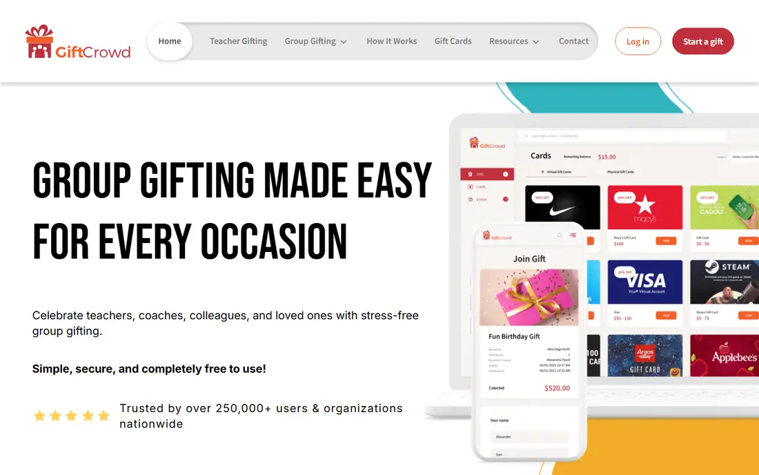 GiftCrowd homepage