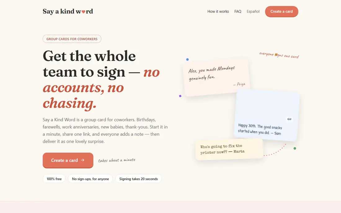 Say a Kind Word homepage