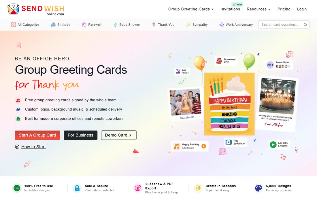SendWishOnline homepage