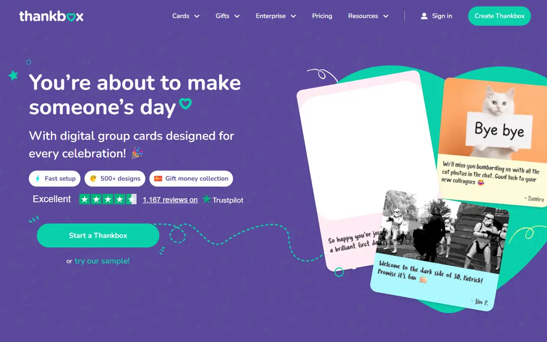 Thankbox homepage