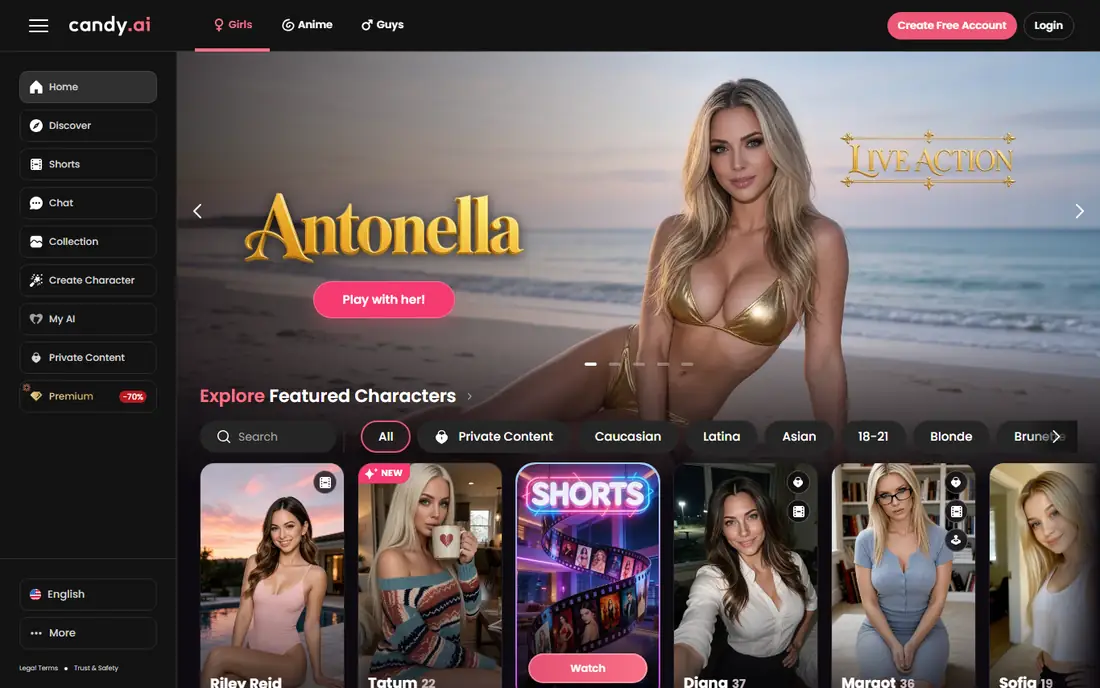 Candy AI homepage