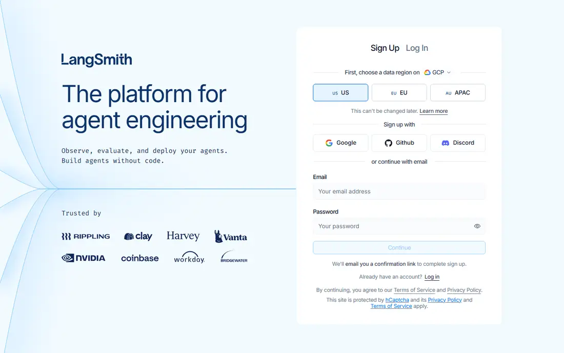 LangSmith homepage