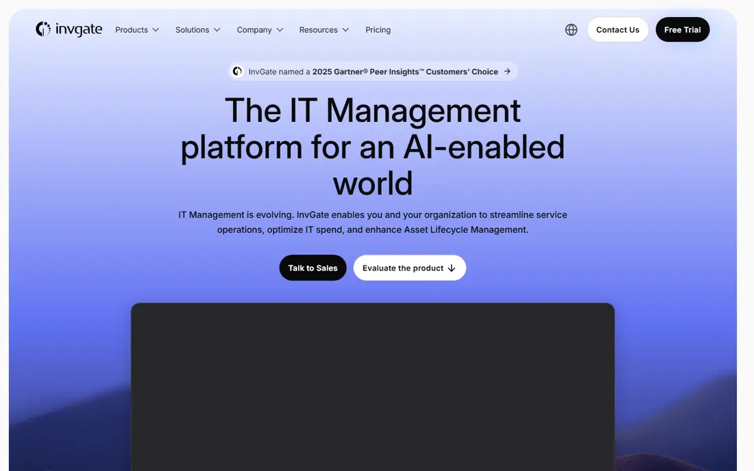 InvGate Asset Management homepage