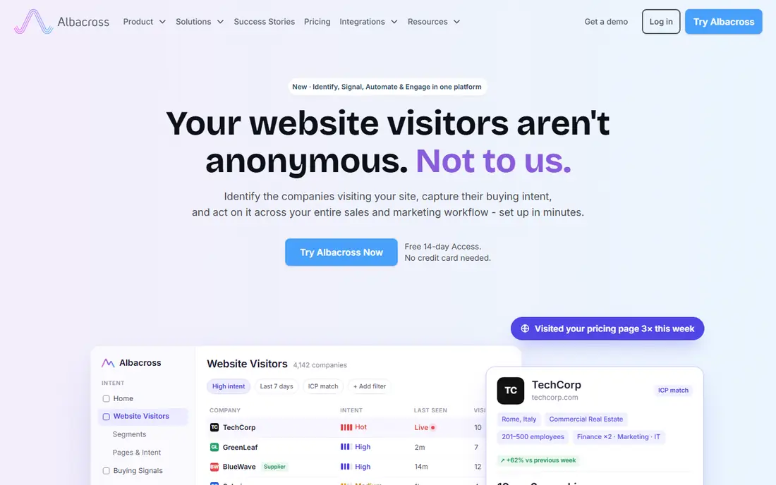 Albacross homepage
