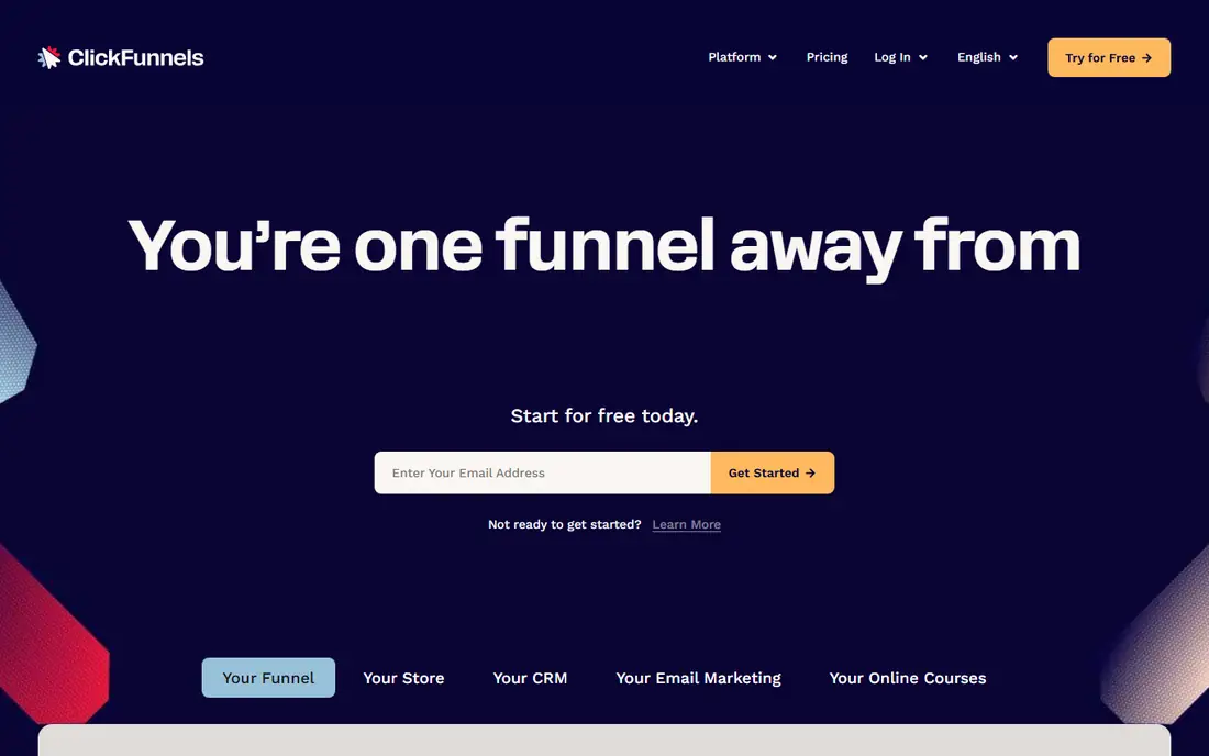 ClickFunnels homepage