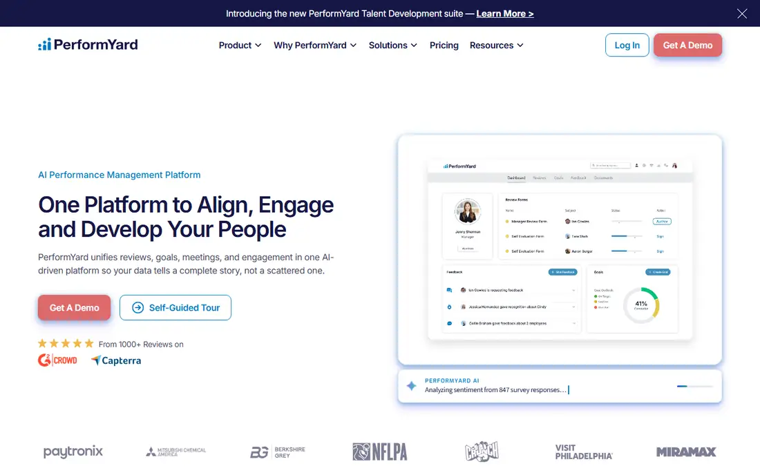 PerformYard homepage