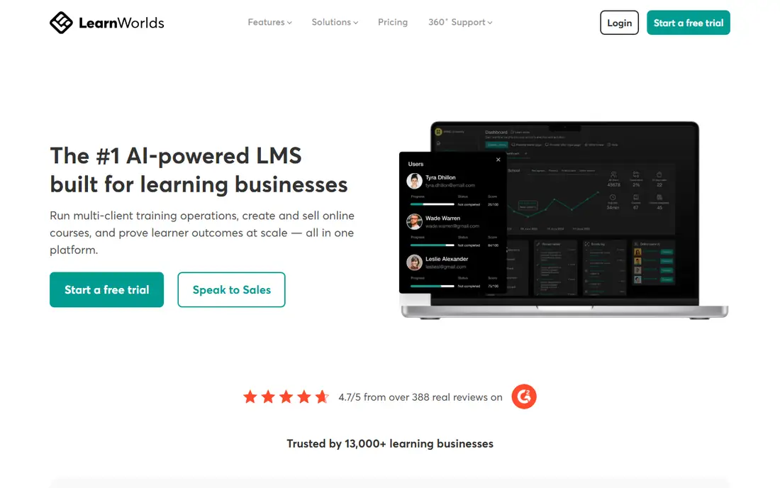 LearnWorlds homepage