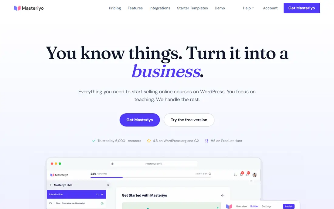 Masteriyo homepage