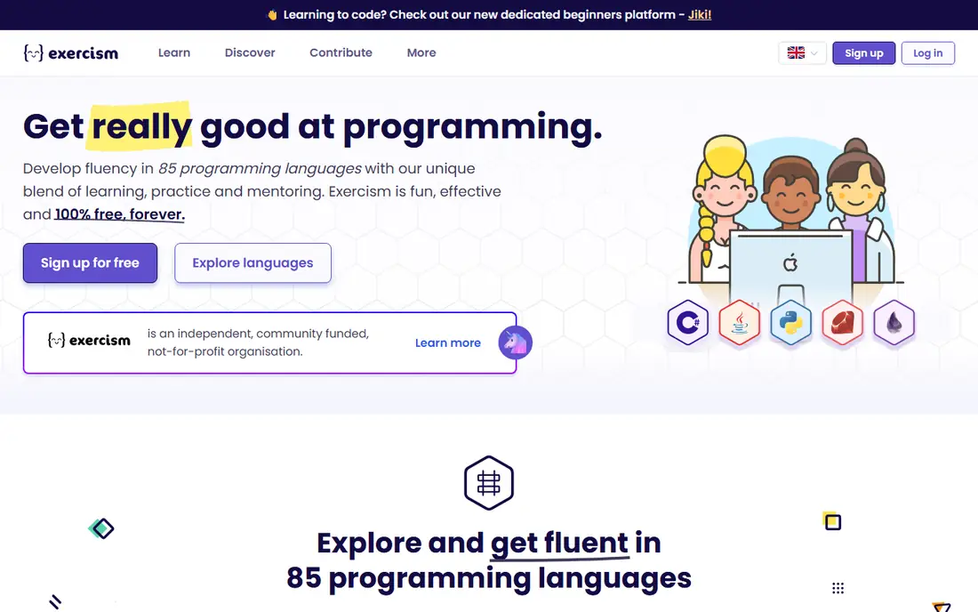 Exercism homepage