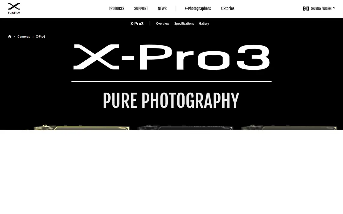 Fujifilm X-Pro3 homepage