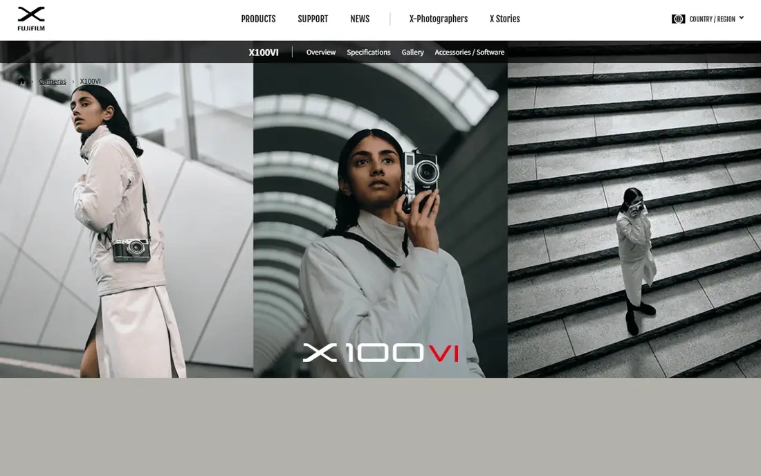 Fujifilm X100VI homepage