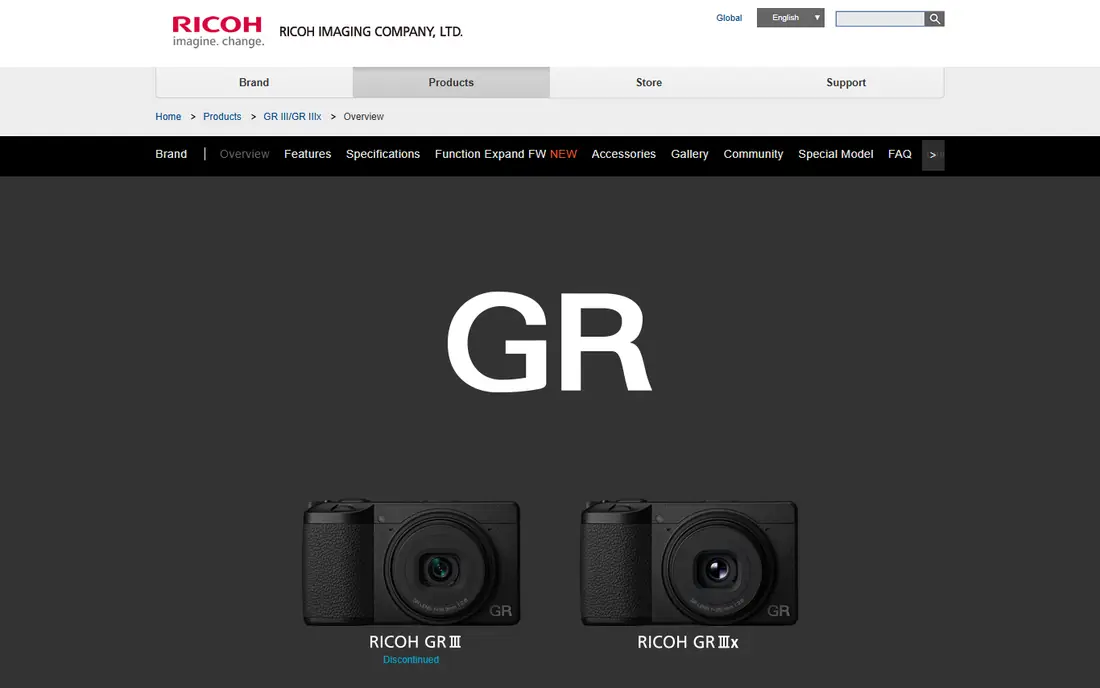 Ricoh GR III homepage
