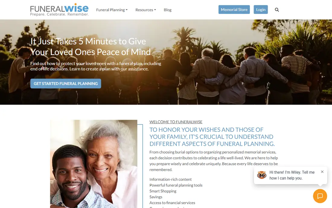 Funeralwise homepage