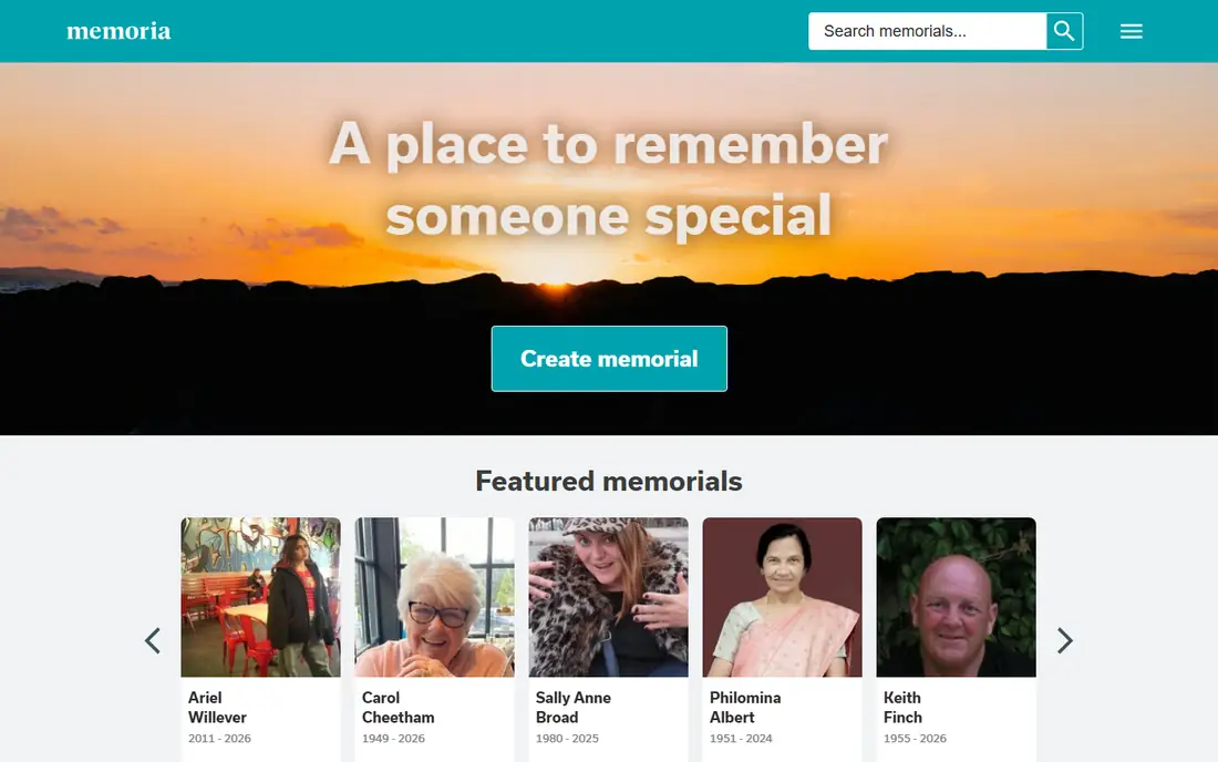 Memoria homepage