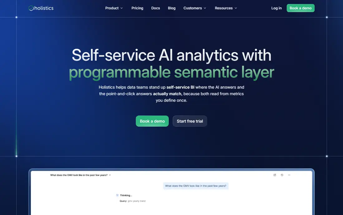 Holistics homepage
