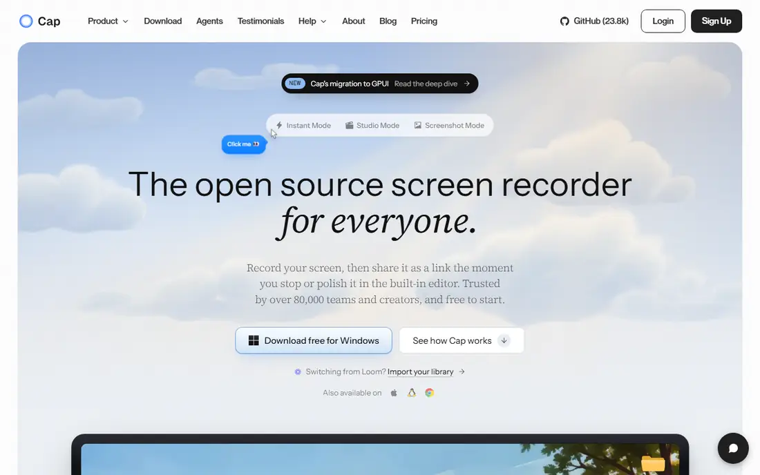 Cap homepage