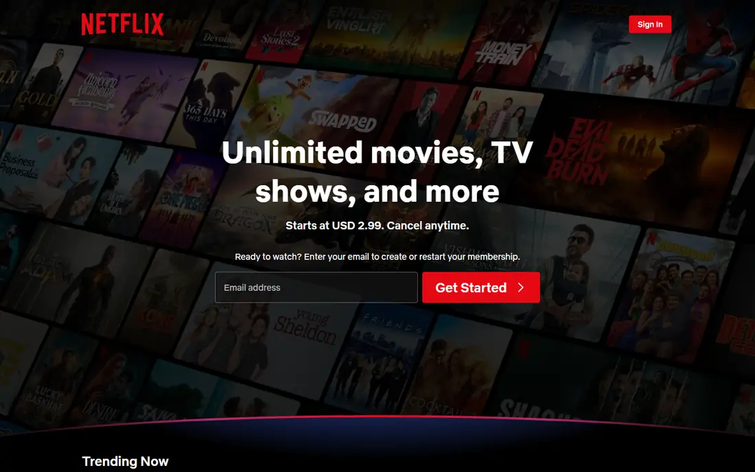 Netflix homepage