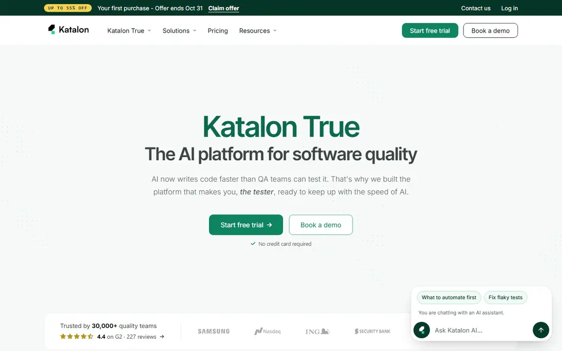 Katalon homepage