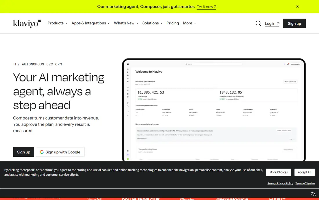 Klaviyo homepage