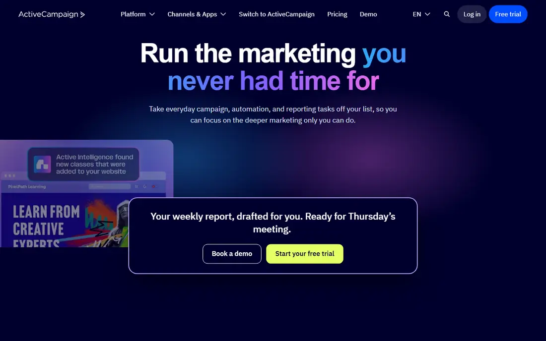 ActiveCampaign homepage