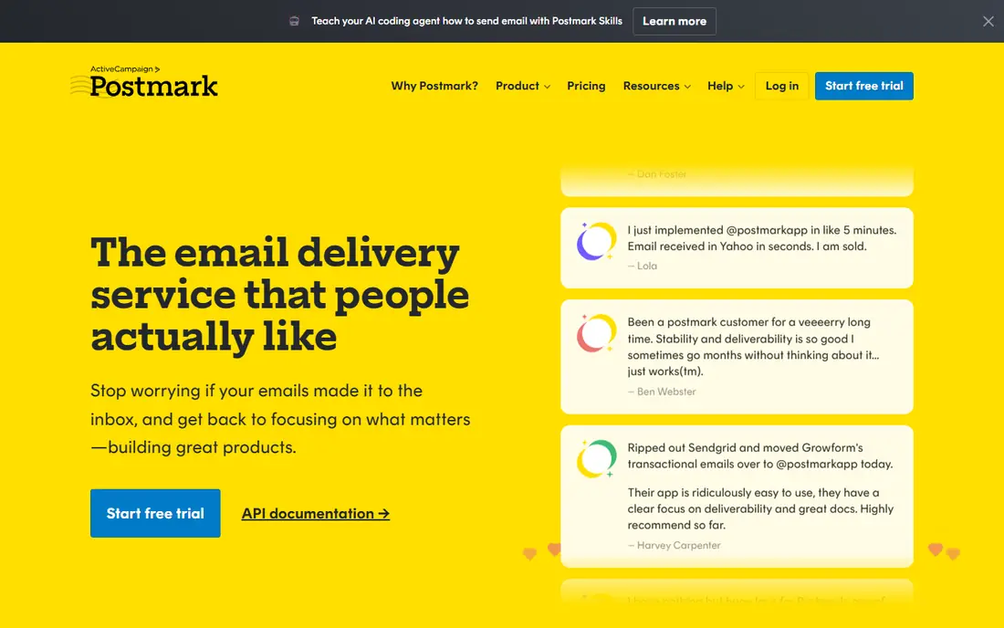Postmark homepage