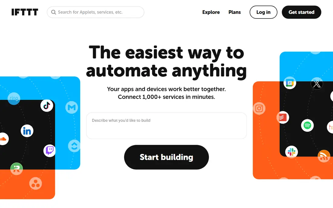 IFTTT homepage