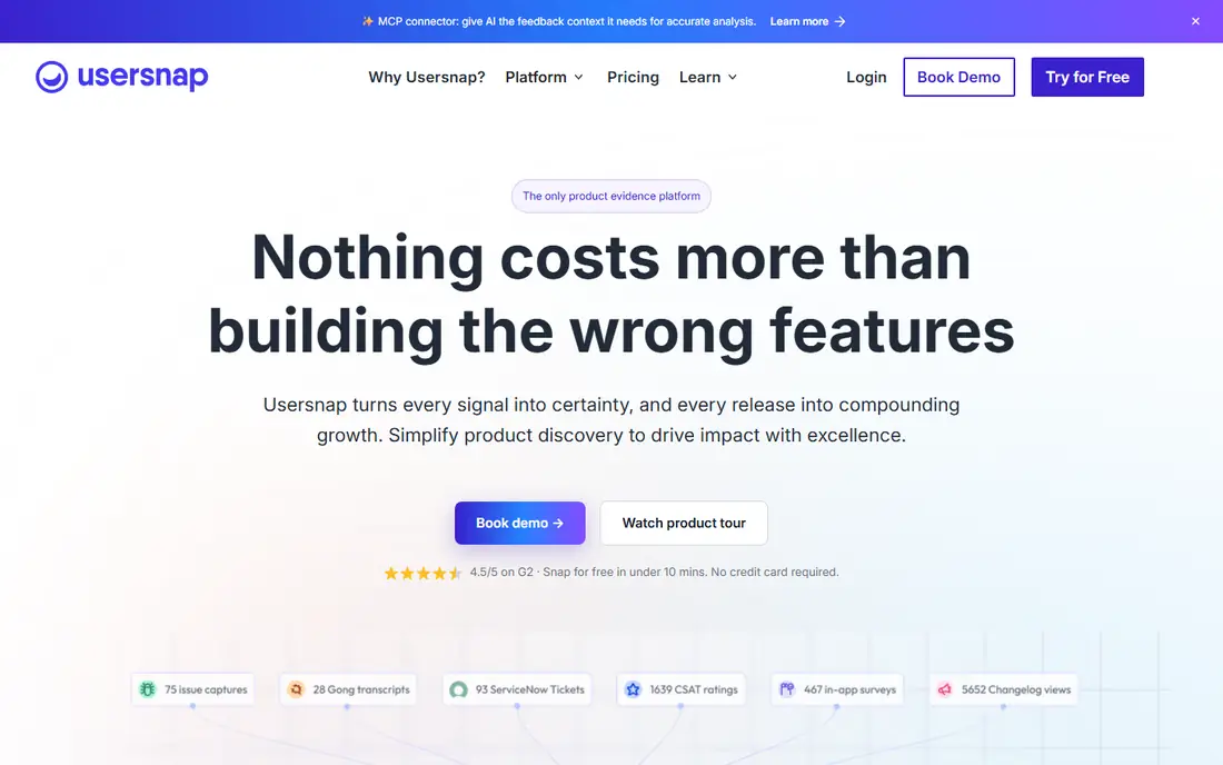 Usersnap homepage