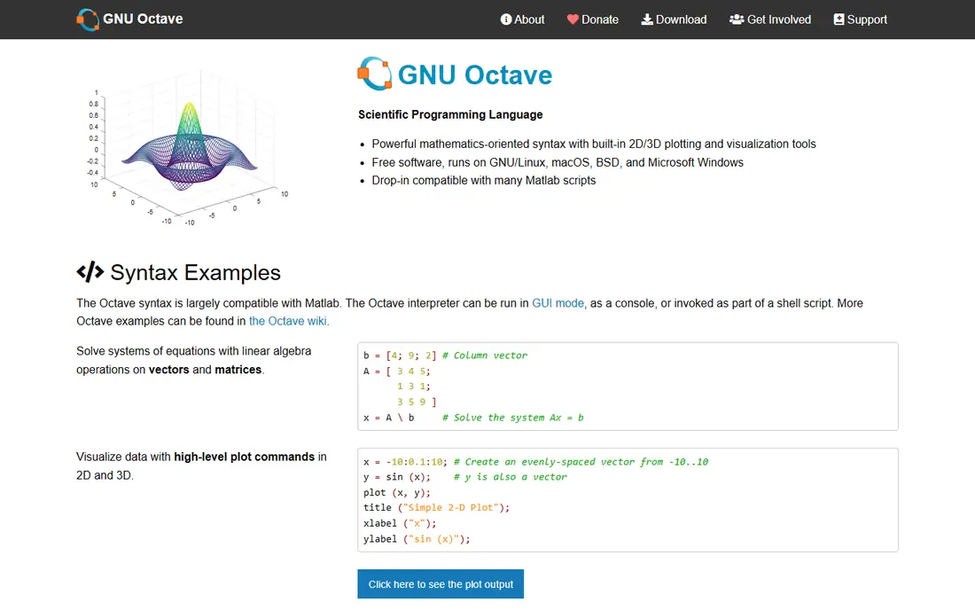 GNU Octave homepage