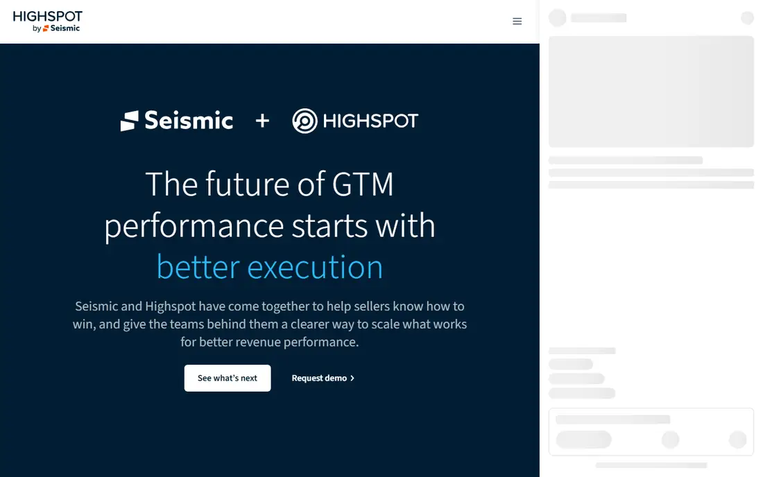 Highspot by Seismic homepage
