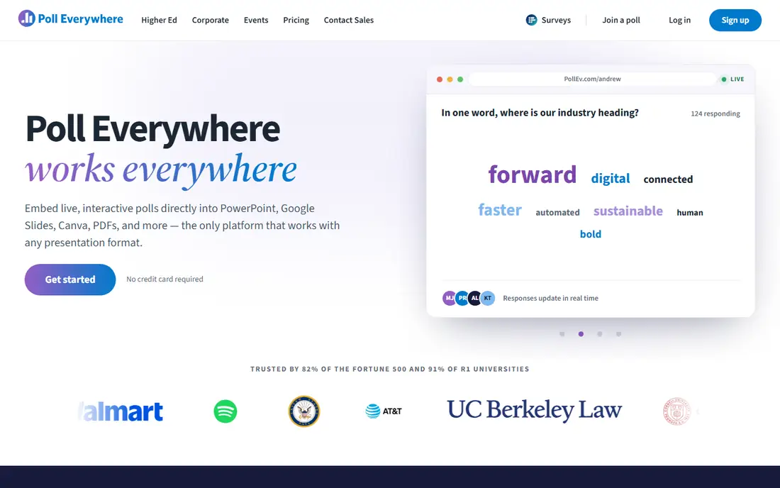 Poll Everywhere homepage