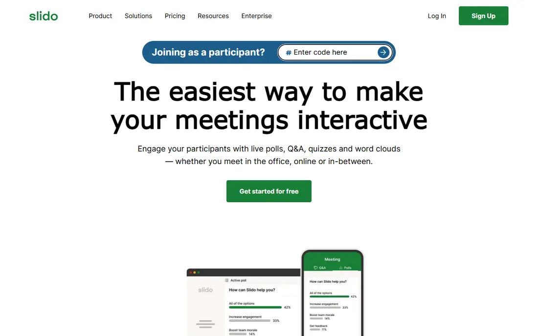 Slido homepage