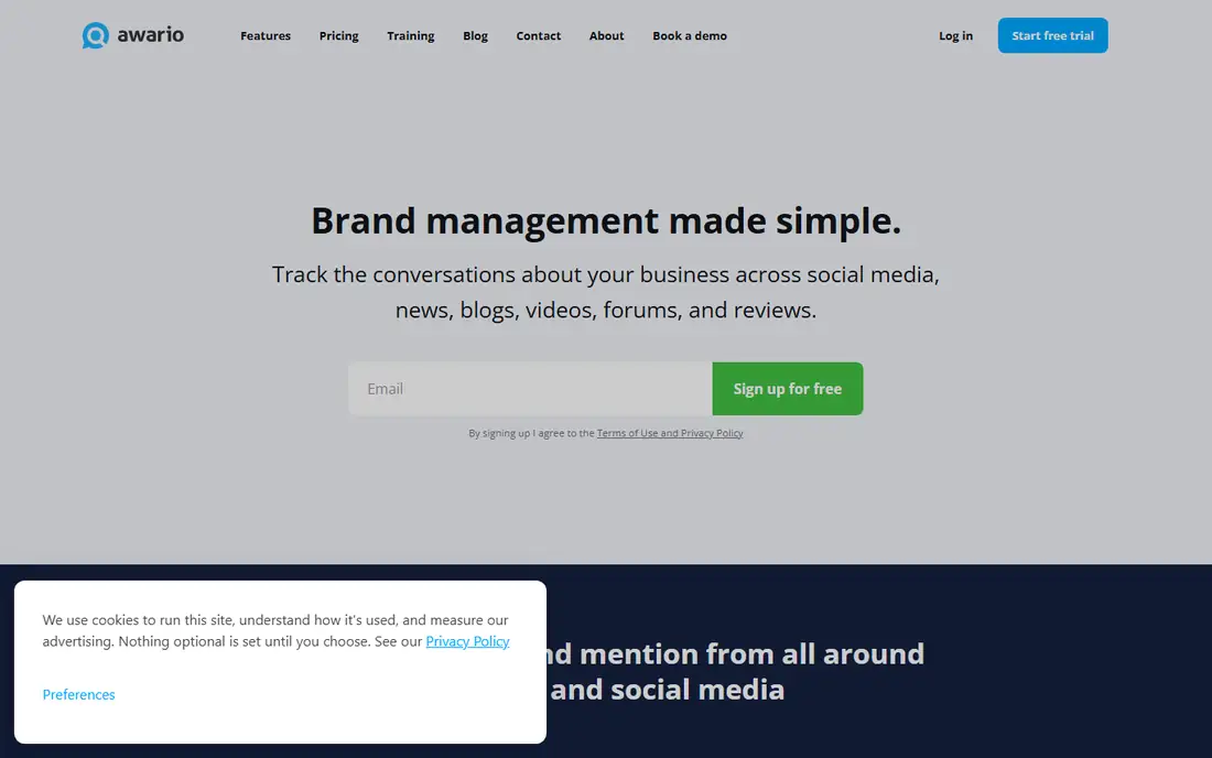 Awario homepage