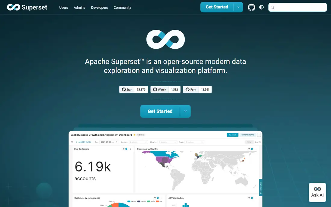 Apache Superset homepage