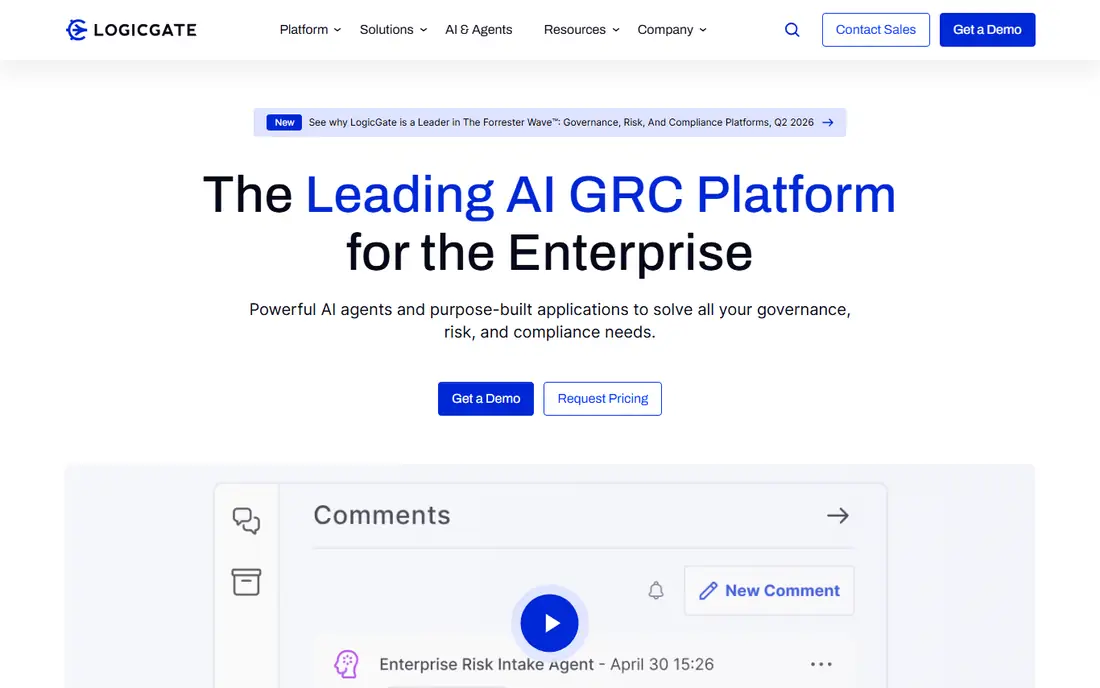 LogicGate Risk Cloud homepage