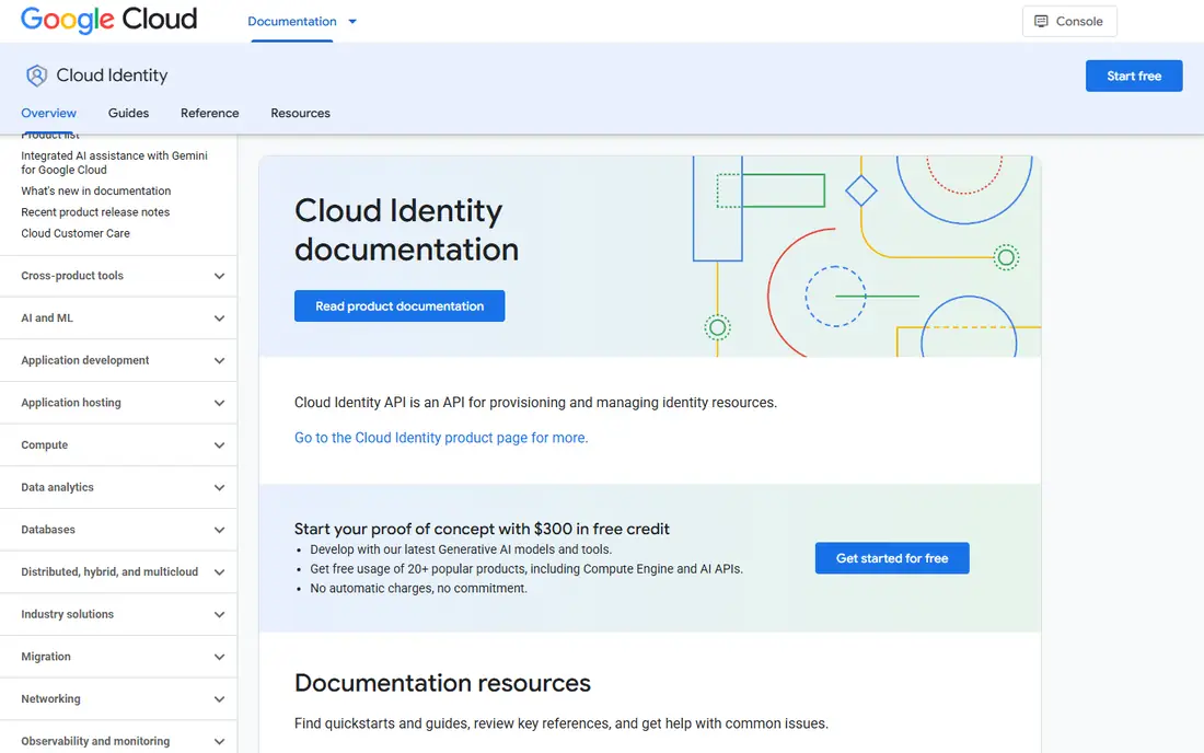 Google Cloud Identity homepage