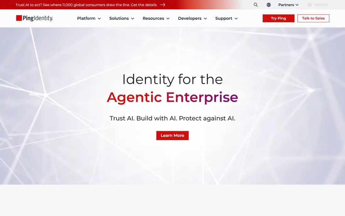 Ping Identity homepage