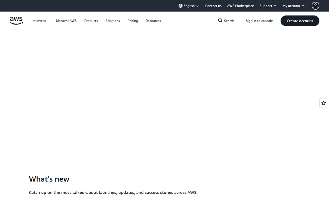 Amazon Web Services homepage