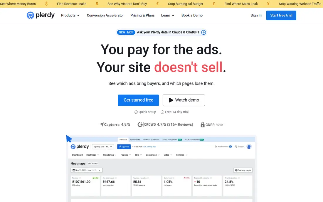 Plerdy homepage