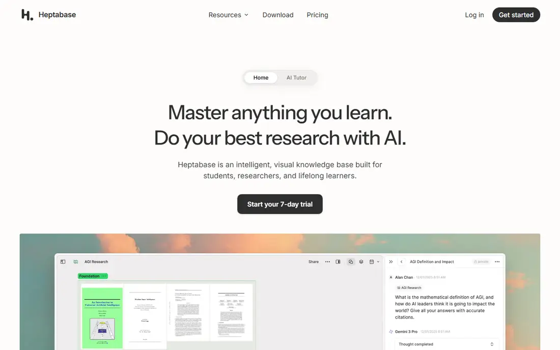 Heptabase homepage
