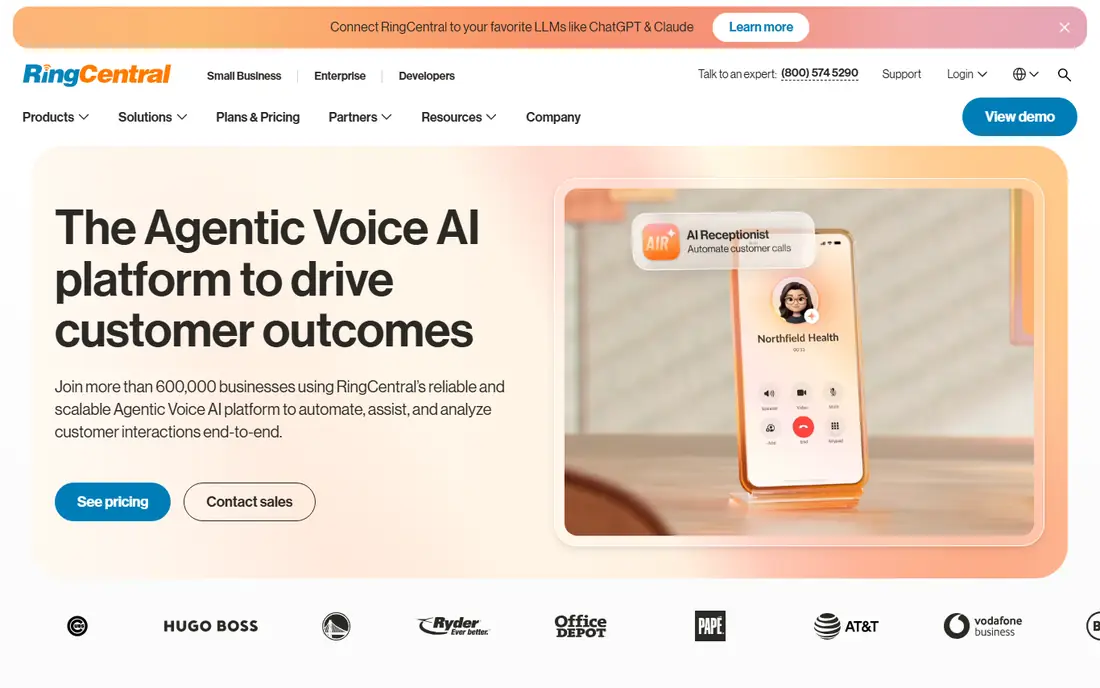 RingCentral homepage