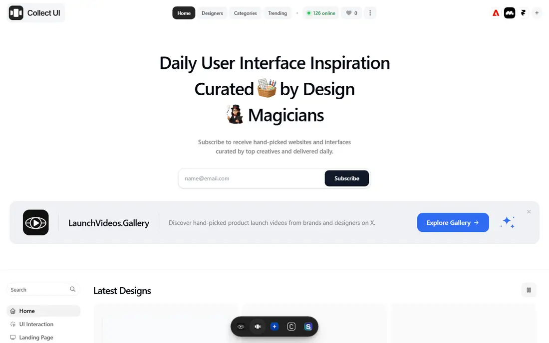Collect UI homepage