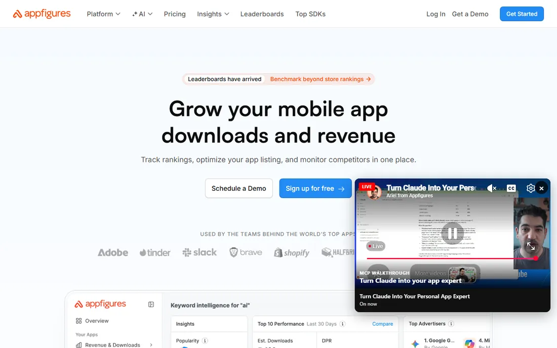 Appfigures homepage
