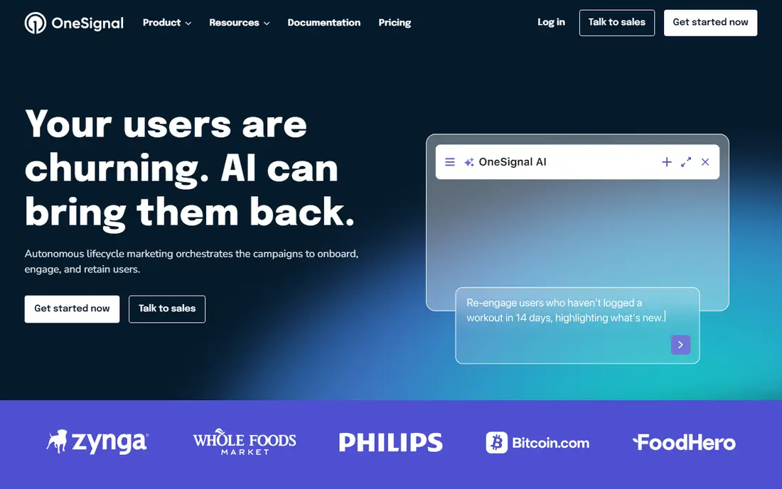 OneSignal homepage