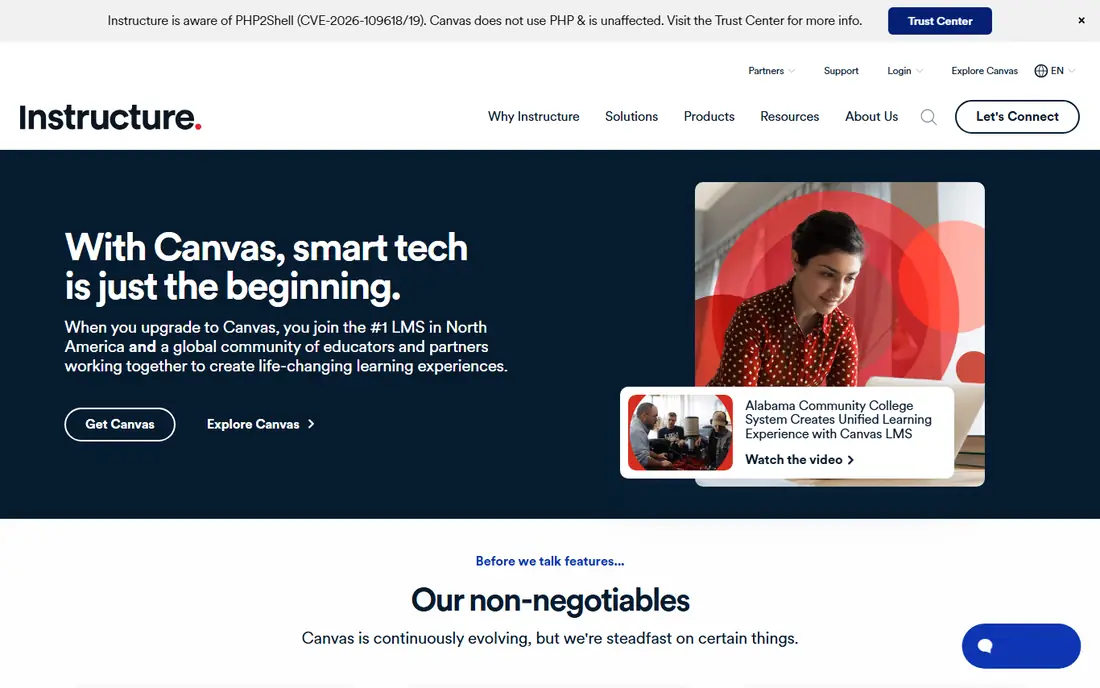 Canvas homepage