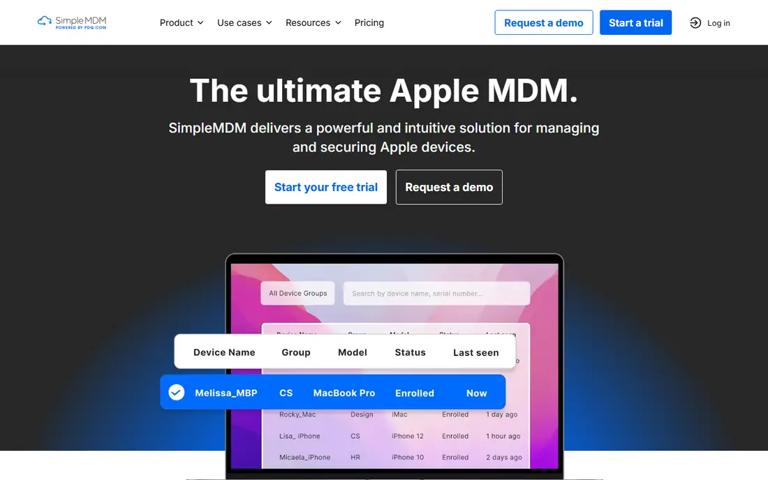 SimpleMDM homepage